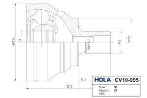 ШРУС, наружный, левыйправый, 3627 шл CV10995 Hola
