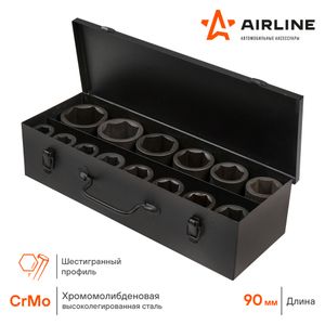 "Набор головок ударных 1""DR L=90мм, 14пр. (22-60мм) металл.кейс (ATAS046)" atas046 Airline