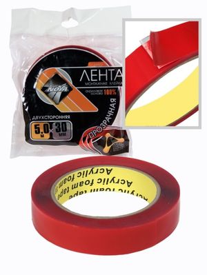 Скотч двухсторонний красный 30мм х 5м (NOVA BRIGHT-FUSION) (Nova Bright) 46922 46922 Nova Bright