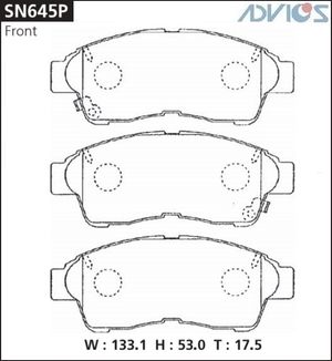 Колодки тормозные передние Advics sn645p Advics