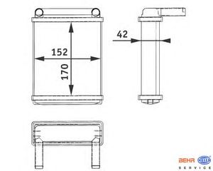 Теплообменник, отопление салона 8FH 351 312-521 Hella