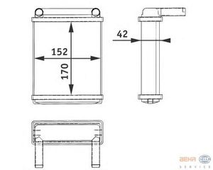 Теплообменник, отопление салона 8FH 351 312-521 Hella