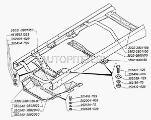 Поперечина газ-3302 №3 рамы 33022801155 Газ
