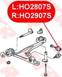 Стойка переднего стабилизатора левая для Honda Logo GA 1999-2003 ho2807s Vtr