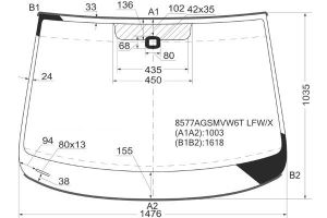 VW TOURAN 5/07-11 (105мм от края стекла до дд) СТЕКЛА BENSON ЛОБОВЫЕ 8577agsmvw6t Benson