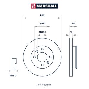 Диск тормозной (левый/правый передний) HYUNDAI ХЕНДАЙ Getz Гетц DF6040 517121C000 M2000559 Marshall
