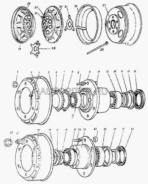 Ступица колеса ПАЗ передняя КААЗ (6 шпилек) голая 3205-3103015/16-3103015-20 (Д=160мм) 32053103015 Паз