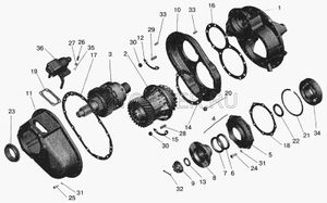 Механизм МАЗ блокировки полуоси среднего моста ОАО МАЗ 64221-2509010 642212509010 Маз