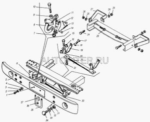 Крюк передний буксирный с замком в сборе 5320-2806016 53202806016 Камаз