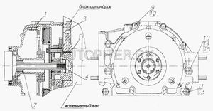 Привод КАМАЗ-ЕВРО-2 агрегата (передняя крышка двигателя) в сборе (ОАО КАМАЗ) 7406.1005500 74061005500 Камаз