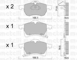 Комплект тормозных колодок, дисковый тормоз 22-0258-0 Metelli
