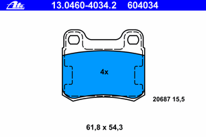 Колодки тормозные задние дисковые к-кт для Mercedes Benz R170 SLK 1996-2004 13.0460-4034.2 Ate