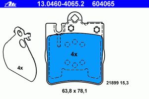 Колодки тормозные задние дисковые к-кт для Mercedes Benz CL203 CLC 2008-2011 13.0460-4065.2 Ate