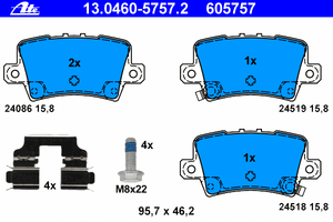 Колодки тормозные задние дисковые к-кт для Honda Civic 5D 2012-2016 13.0460-5757.2 Ate
