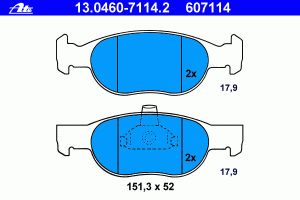 Комплект тормозных колодок, дисковый тормоз 13.0460-7114.2 Ate