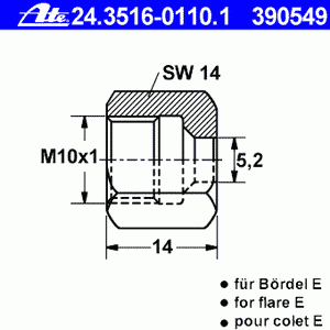 Накидная гайка 24.3516-0110.1 Ate