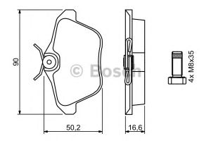Колодки тормозные задние дисковые к-кт для Alfa Romeo 166 1998-2007 0 986 494 020 Bosch