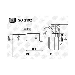 ШРУС для а/м Opel Astra G (98-) 1.8i/2.0i (наруж.) (GO 2102) go2102 Trialli
