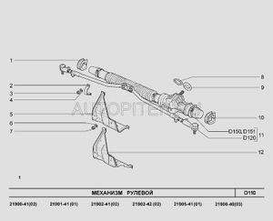 Механизм рулевой с тягами в сборе