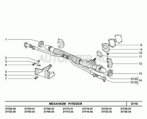 Механизм рулевой с тягами в сборе
