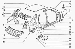 Крыло переднее левое для ВАЗ-1118 "Лада Калина" "ВАЗ"