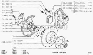 Суппорт тормозной передний правый ВАЗ-2101-07 с колодками в сборе