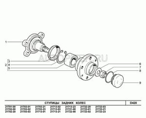 Ось ступицы с грязеотражателем в сборе 21080310405500 Автоваз