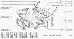 Ремонтная часть панели радиатора + рамки радиатора ВАЗ Лада 2108 низ в сборе