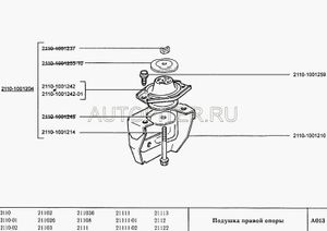ПОДУШКА ОПОРЫ ДВИГАТЕЛЯ ПРАВОЙ ВАЗ-2110 21101001204 Автоваз