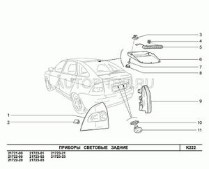 Фонарь задний правый 2170/2172 "Приора" 21700371601000 Автоваз