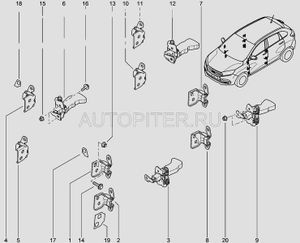 Петля двери LADA Largus RENAULT Логан Сандеро 6001546883 Автоваз