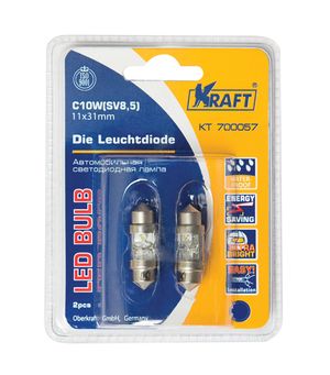 Светодиодная лампа c10w (sv85) 11x36 blue 2 leds (2 шт.блистер) KRAFT KT 700057 kt700057 Kraft