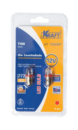 Светодиодная лампа T4W (BA9s) 12v Red (2 шт.Б kt700067 Kraft