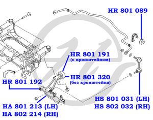 Рычаг передней подвески, правый HA802214 Hanse