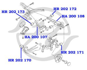 Сайлентблок продольного рычага задней подвески, передний hr202170 Hanse