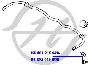 Тяга стабилизатора передней подвески, правая hs892046 Hanse