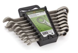 Набор ключей комбинированных трещоточных с переключателем 8 шт.,  холдер