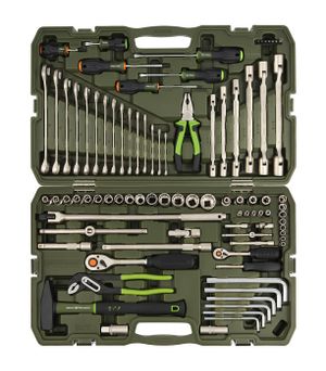 Набор головок двенадцатигранных 1/4", 1/2" с инструментом, 89 предм.