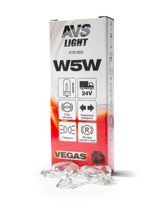 Лампа подсветки W5W 24V "AVS" Vegas (W2,1x9,5d) (10 шт.) a78168s Avs Industrial Co