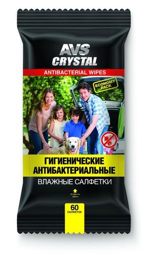 Салфетки ВЛАЖНЫЕ антибактериальные в уп-ке 60шт AVK-208 A78500S AVS (40шт) a78500s Avs Industrial Co