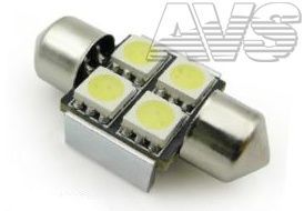 Светодиодная лампочка C007 Т11/белый/ (SV8,5/8) 4x5050 SMD 31mm CANBUS, блистер 2 шт. AVS A80586S a80586s Avs Industrial Co