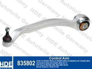 Рычаги  А4,А6,A8,PASSAT В5зад.нижн.лев.кривой 835802 HDE Germany