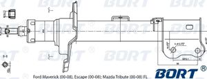 334334 Стойка амортизатора передняя левая газомаслянная ford maverick,mazda 2.0/2.3 (aee) g22250191l Bort