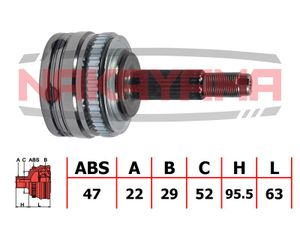ШРУСвнешнкктDAEWOOLANOS9722x29x1585x52ABS47 NJ153NY Nakayama