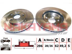 Торм.диск пер. Toyota Camry ACV3_ 2.4-3.0 02- (296x28x5) q4158 Nakayama