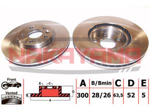 Торм. диск передний вент. Ford Galaxy 06-, Mondeo IV 07- (300x28x5) q4693 Nakayama