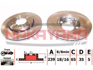 Диск тормозной передний (не вент.) SKODA FABIA 99-, FABIA , VW POLO 01- (239x18x5) Q4811 Nakayama