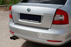 Накладка на задний бампер, шагрень, 1шт, черная, ABS-пластик, для авто Skoda Octavia A5 лифтбек 2009-2013