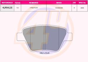 Колодки тормозные дисковые | зад | 4up04135 4U