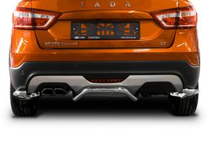 Защита заднего бампера d42 Уголки + комплект крепежа, RIVAL, Lada Vesta SW Cross 2017- r6007007 Rival